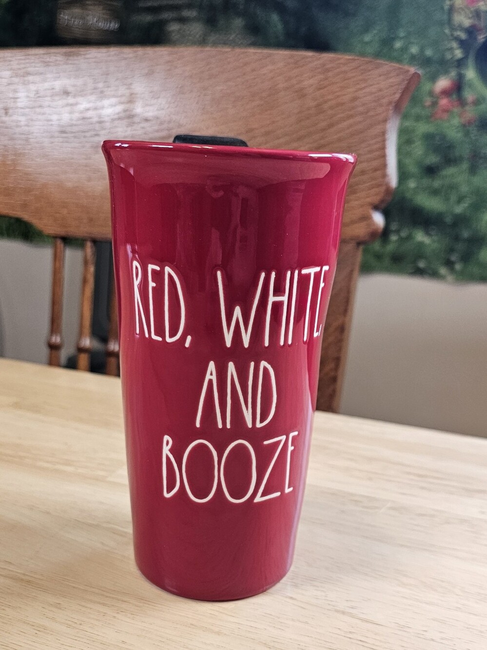Red, White & Booze Ceramic Travel Mug